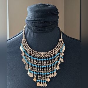 🐦 Statement Bib Necklace Faux Turquoise Gorgeous